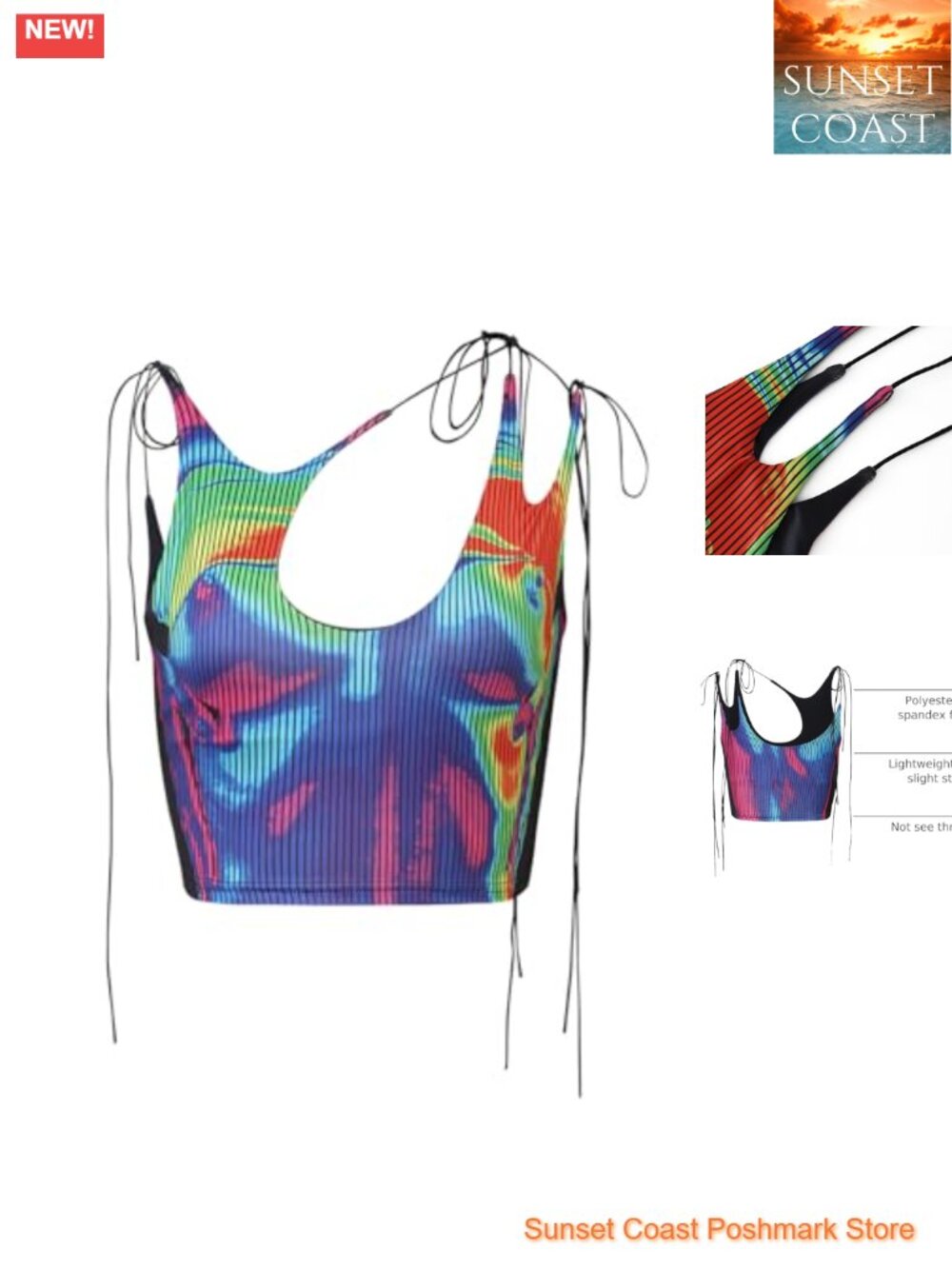 Y2K Rave Crop Tank Top Halter Sleeveless 3D Body Print for Party Club